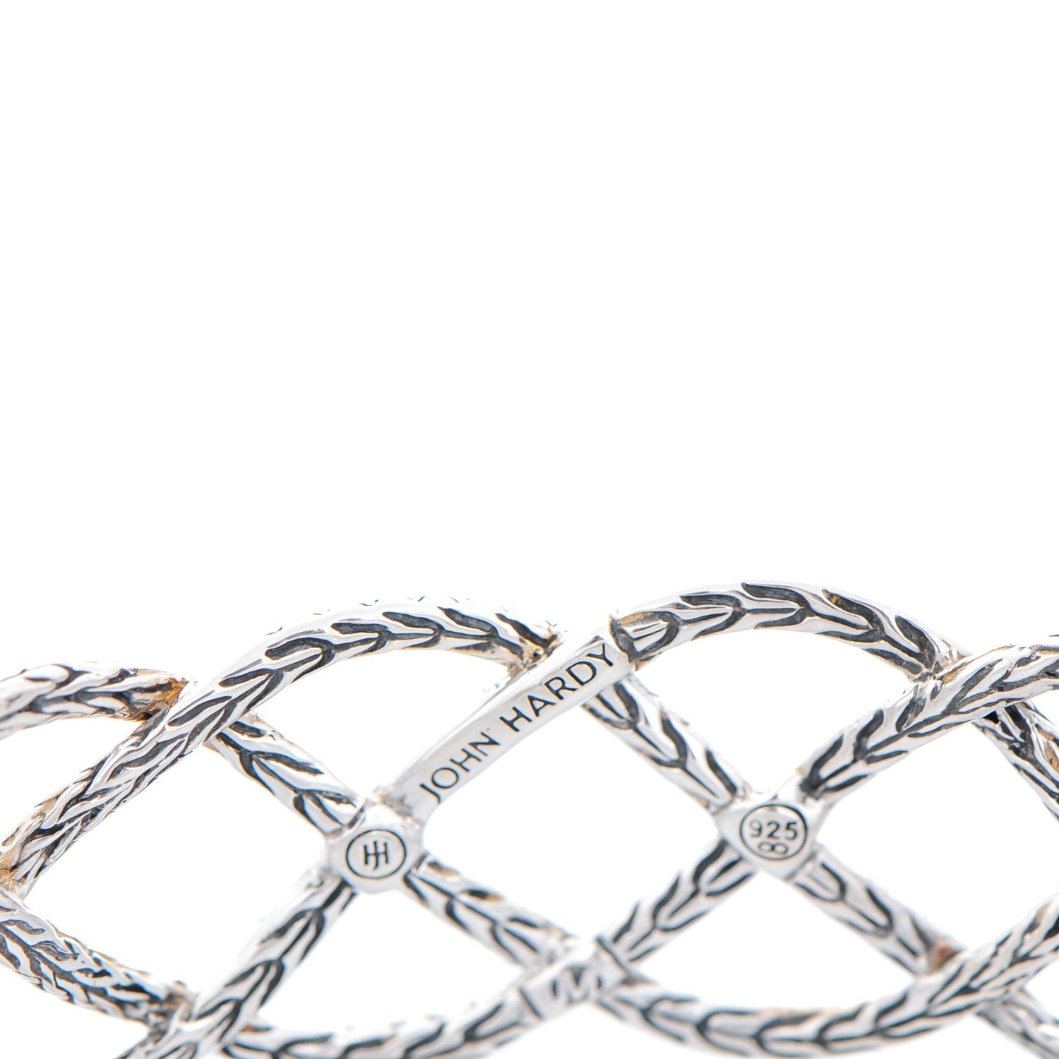 John Hardy Sterling Silver Diamond Classic Chain Woven Braided Cuff M Bracelet 4 of 6