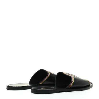 Chanel Calfskin Embroidered CC Sandal Mule 39 Black 4 of 7
