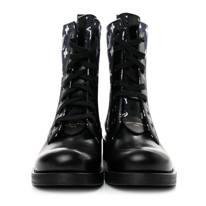 Louis Vuitton Denim Calfskin Metropolis Flat Ranger Boot 40 2 of 9
