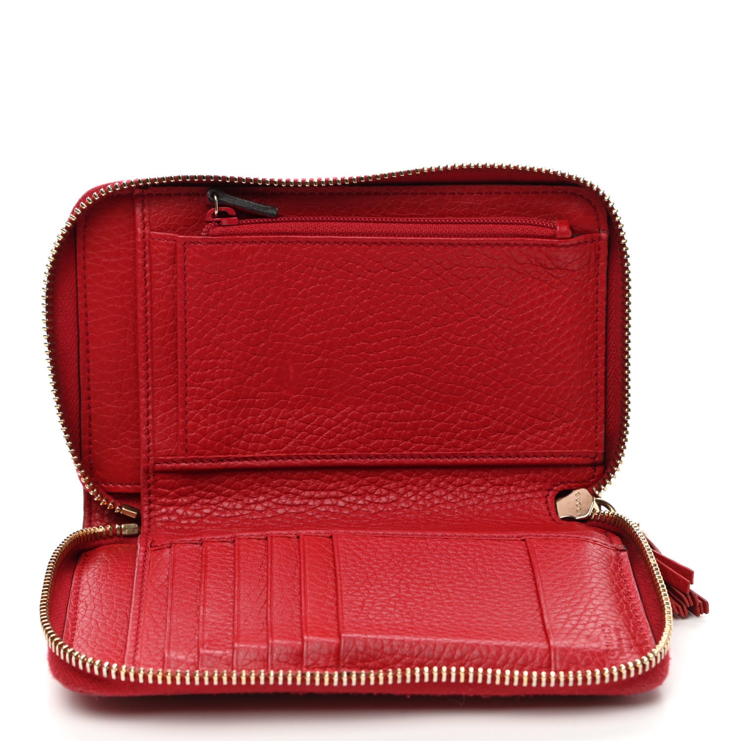 Gucci Pebbled Calfskin Medium Soho Zip Around Wallet Red 5 of 7