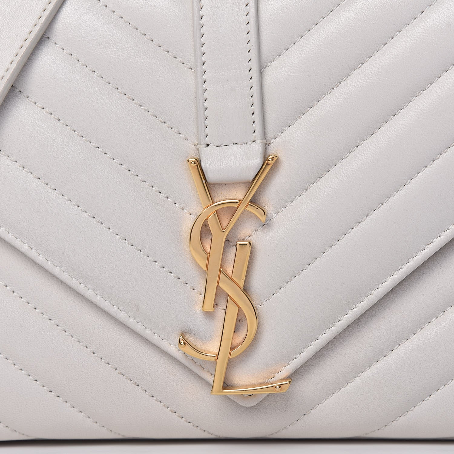 Saint Laurent Lambskin Matelasse Chevron Small Monogram Satchel Off White 12 of 12