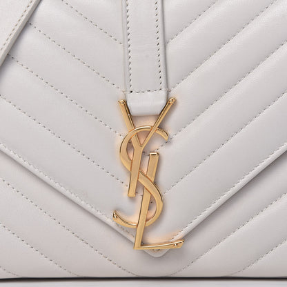Saint Laurent Lambskin Matelasse Chevron Small Monogram Satchel Off White 12 of 12