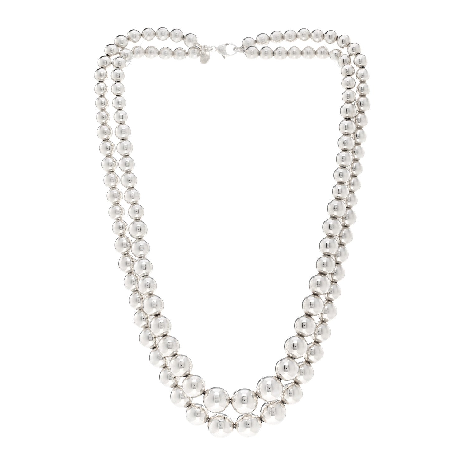 Tiffany Sterling Silver HardWear Graduated Ball Two-Row Necklace 3 of 4