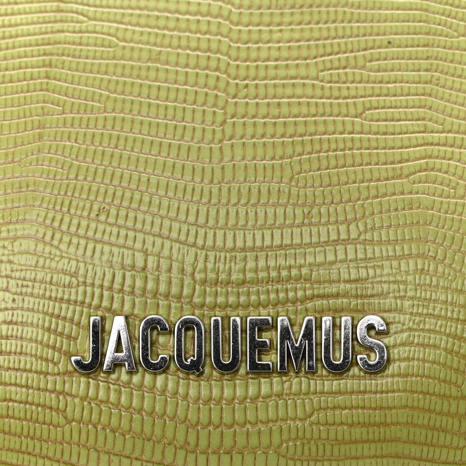 Jacquemus Calfskin Lizard Embossed Le Bious Perle Large Green
