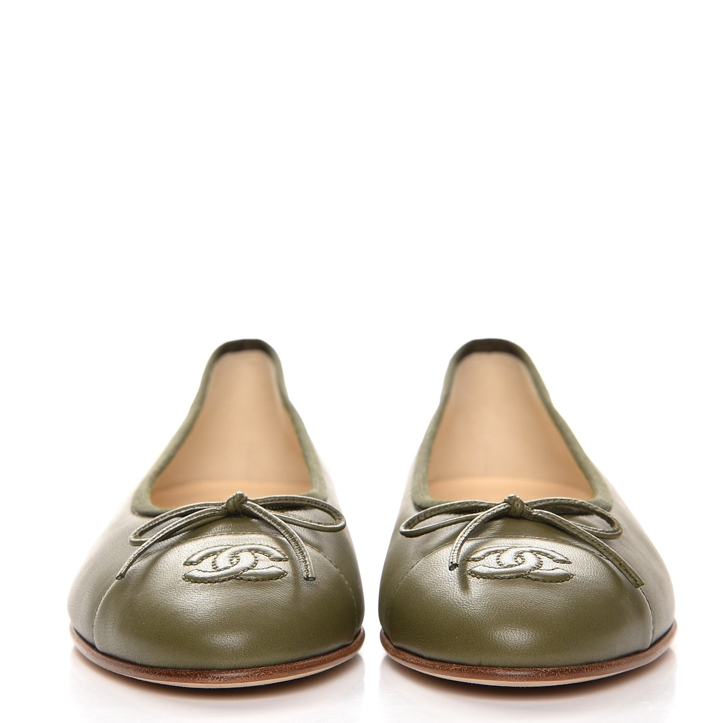 Lambskin Cap Toe Ballerina Flats 38 Green