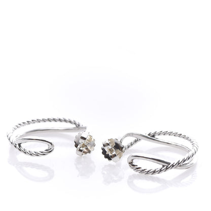 David Yurman Sterling Silver Crossover Cable Hoop Earrings 3 of 4