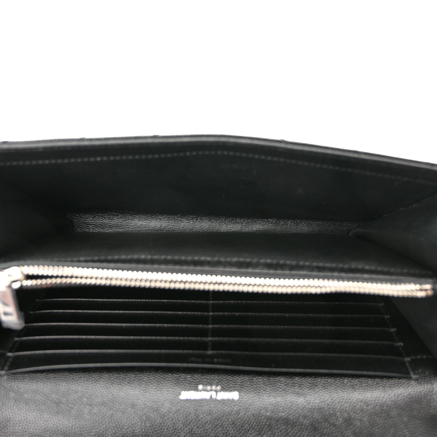 Saint Laurent Grain De Poudre Matelasse Chevron Monogram Chain Wallet Black 5 of 9