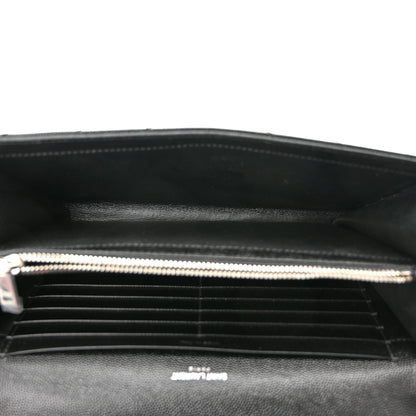 Saint Laurent Grain De Poudre Matelasse Chevron Monogram Chain Wallet Black 5 of 9