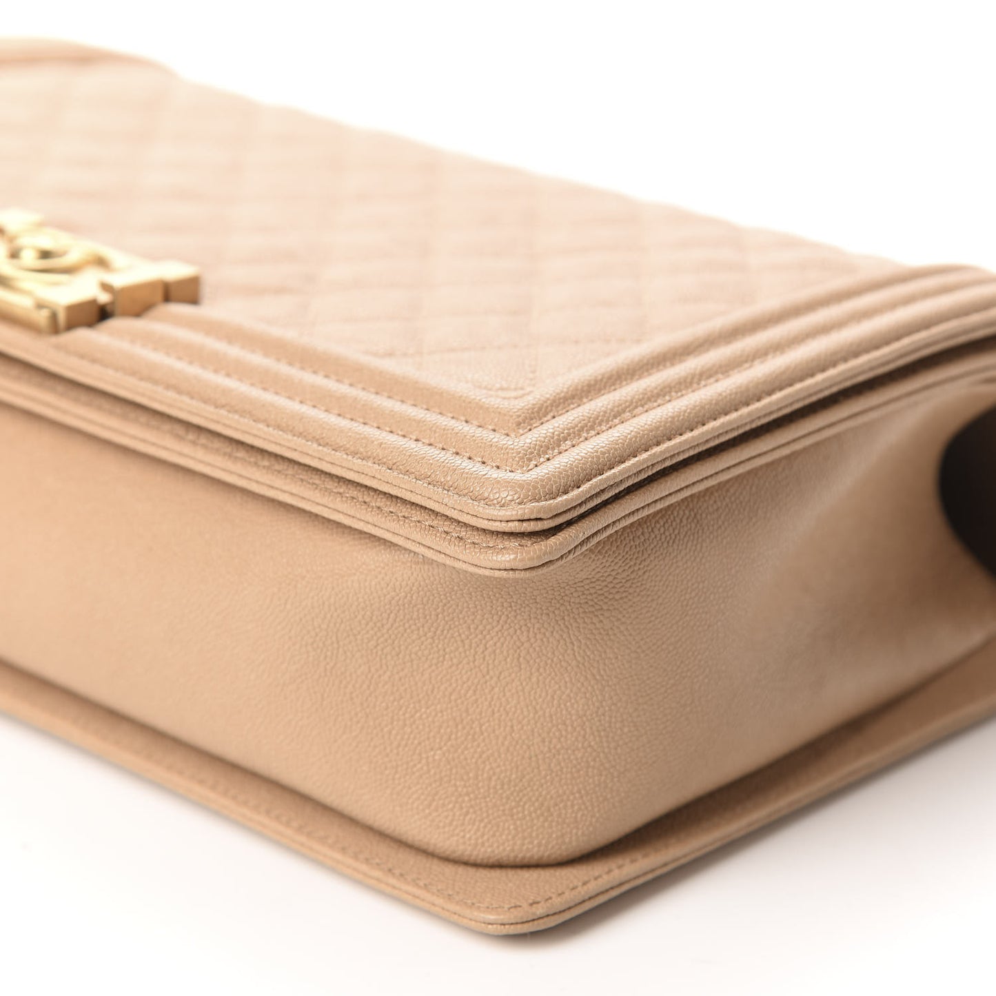 Caviar Quilted New Medium Boy Flap Beige