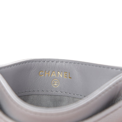 Chanel Shiny Goatskin Quilted 19 Card Holder Grey 5 of 8