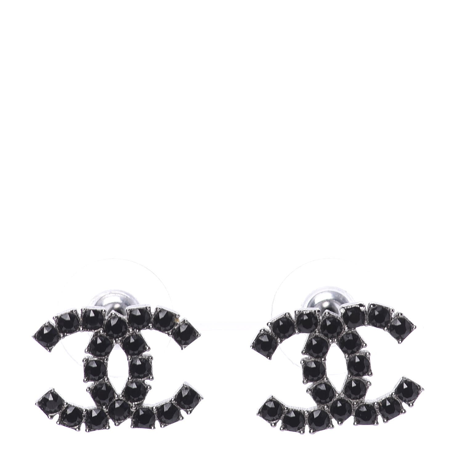 Chanel Ruthenium Crystal CC Earrings Black 1 of 5