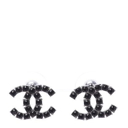 Chanel Ruthenium Crystal CC Earrings Black 1 of 5