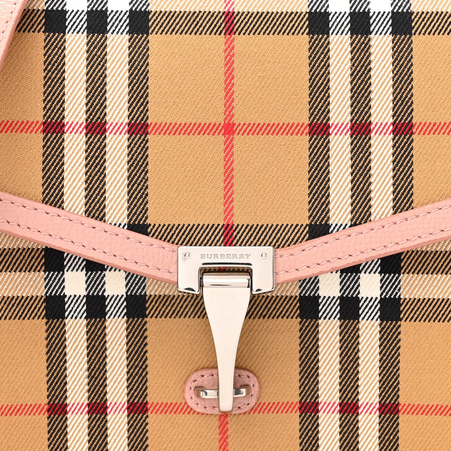 Grainy Calfskin Vintage Check Small Macken Crossbody Bag Ash Rose