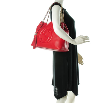 Gucci Pebbled Calfskin Medium Soho Chain Shoulder Bag Red 2 of 7