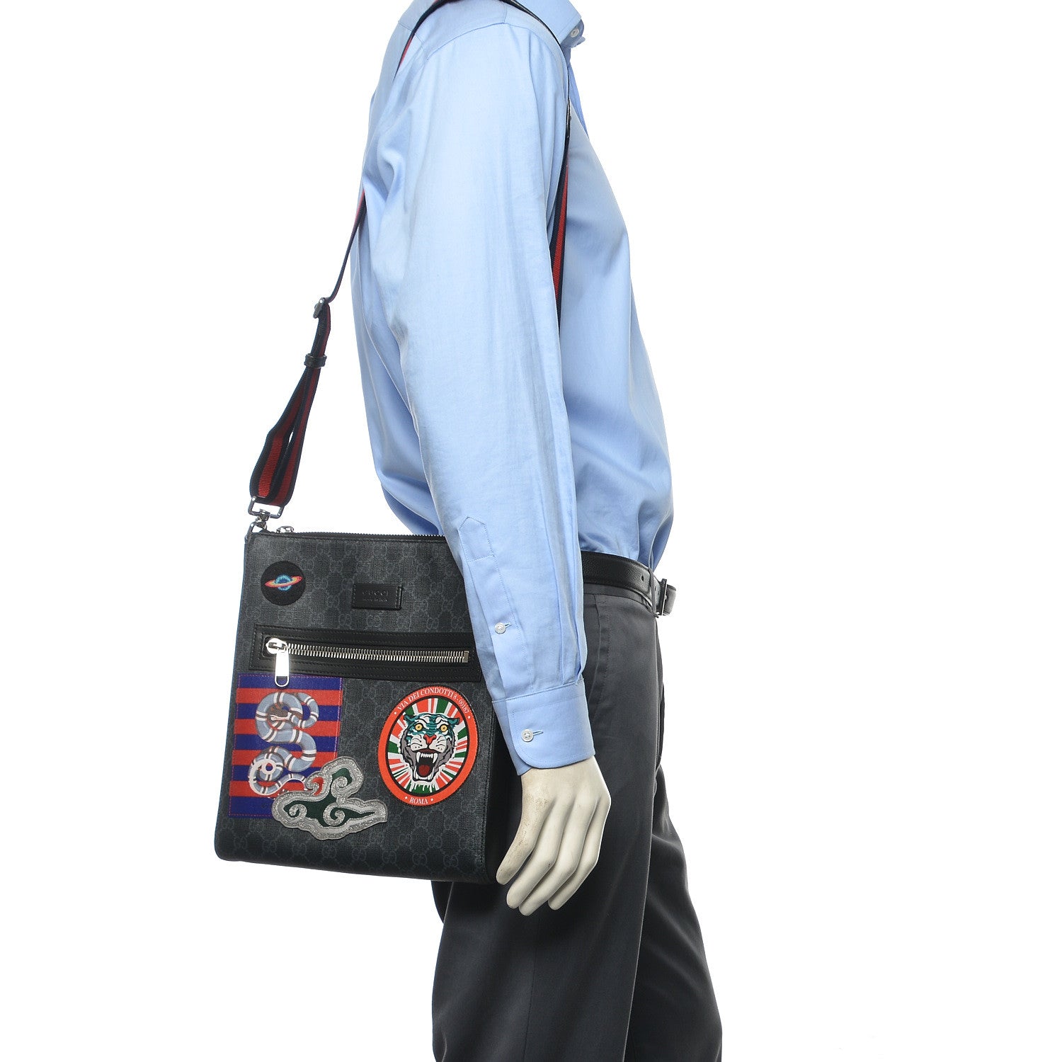 Gucci GG Supreme Monogram Night Courrier Flat Messenger Bag Black Multicolor 2 of 11