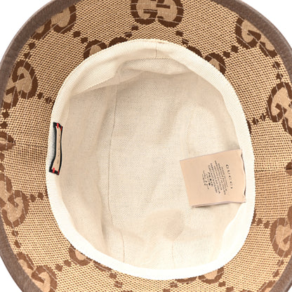 Gucci Monogram Jumbo GG Bucket Hat M Camel Ebony New Acero 7 of 8