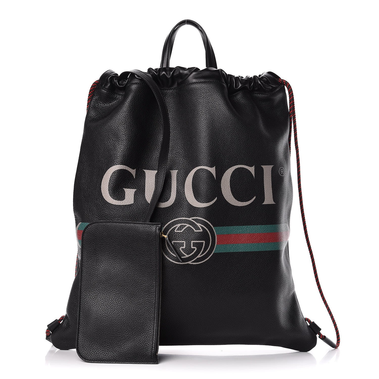 Gucci Calfskin Logo Drawstring Backpack Black 1 of 11