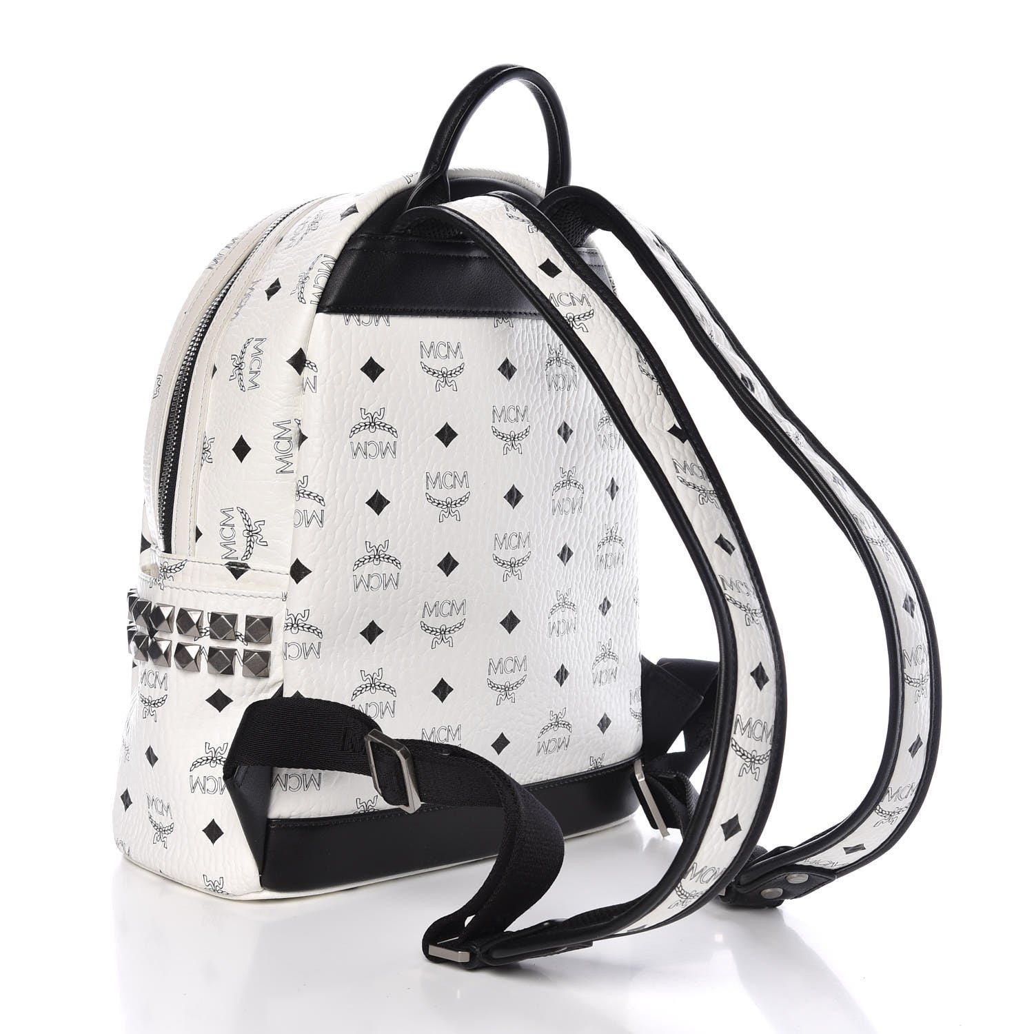 MCM Visetos Small Side Stud Stark Backpack White 3 of 11
