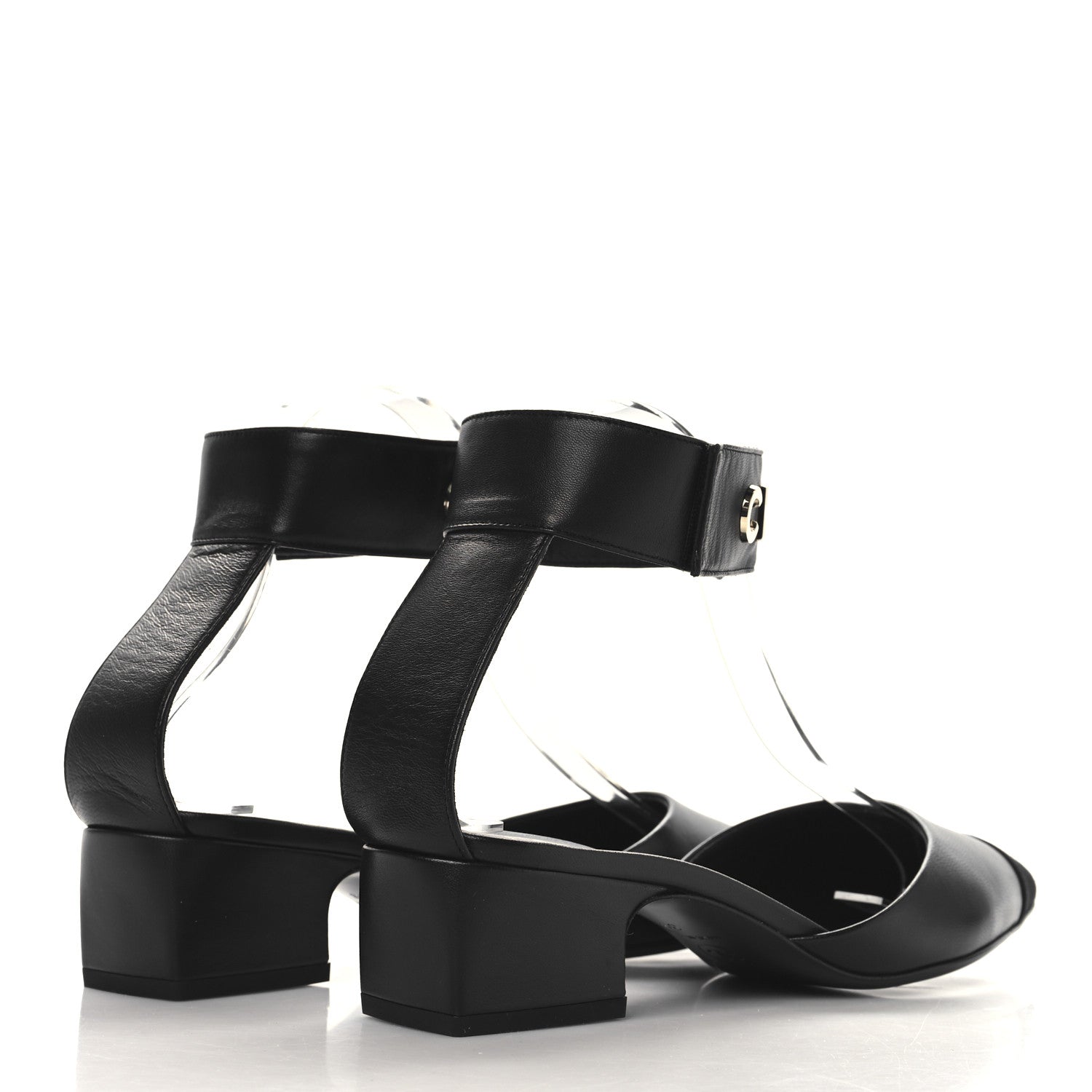 Chanel Lambskin Grosgrain Cap Toe Logo Ankle Strap Pumps 39 Black 5 of 10