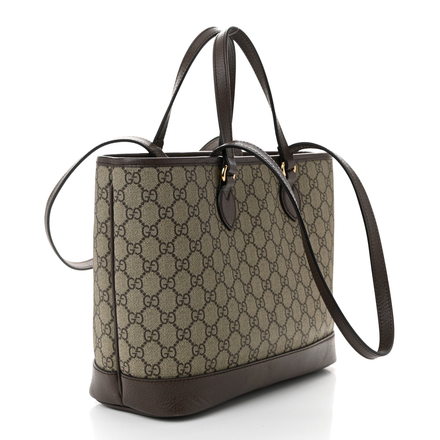 Gucci GG Supreme Monogram Textured Calfskin Small Ophidia Shoulder Tote Bag Beige Ebony New Acero 3 of 10