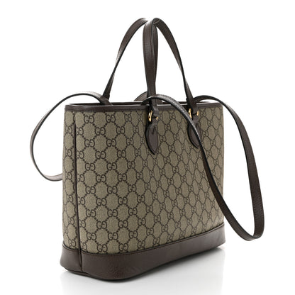 Gucci GG Supreme Monogram Textured Calfskin Small Ophidia Shoulder Tote Bag Beige Ebony New Acero 3 of 10