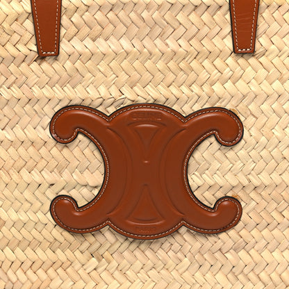 Celine Raffia Calfskin Triomphe Medium Panier Tan 7 of 10