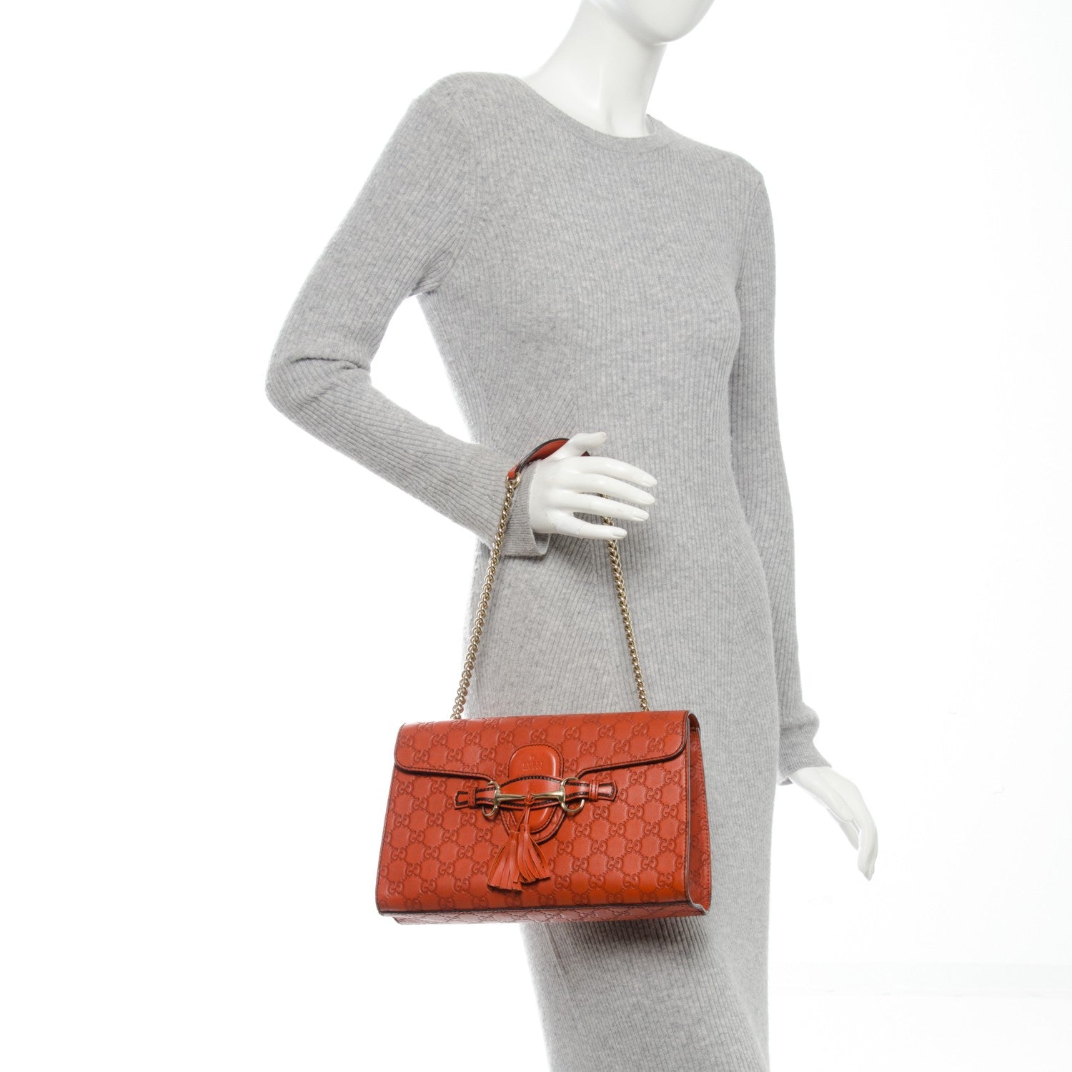 Gucci Guccissima Medium Emily Chain Shoulder Bag Sun Orange 2 of 7