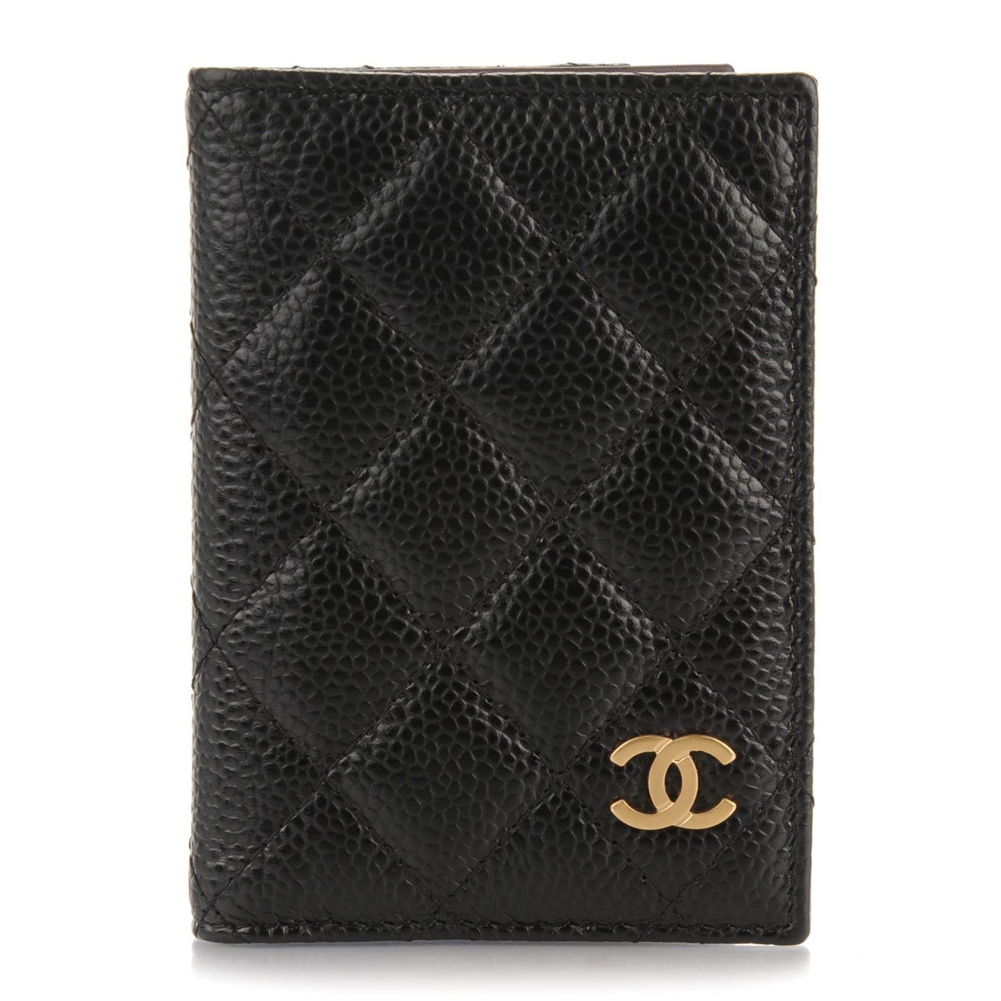 Caviar Quilted Card Holder Wallet Black