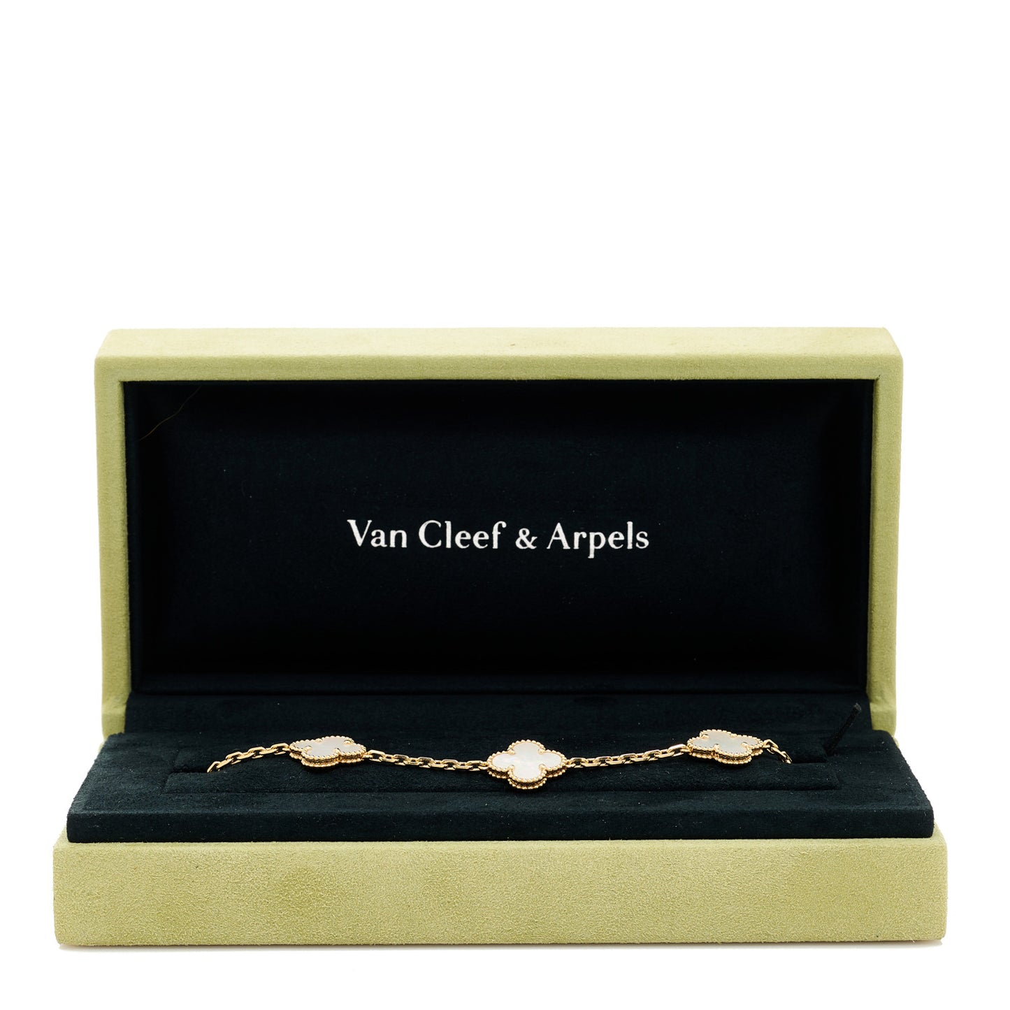 18K Yellow Gold Mother of Pearl 5 Motifs Vintage Alhambra Bracelet