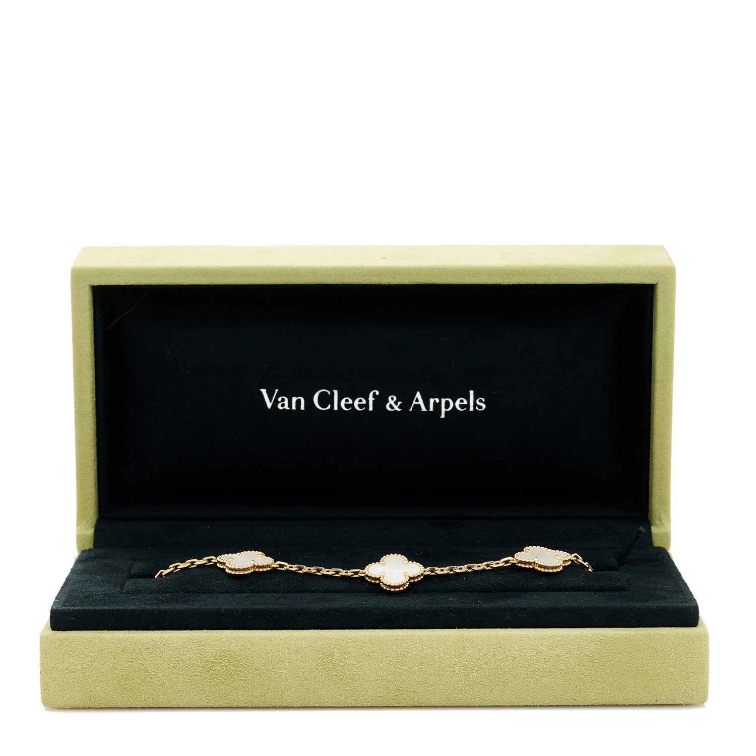 Van Cleef & Arpels 18K Yellow Gold Mother of Pearl 5 Motifs Vintage Alhambra Bracelet 5 of 5