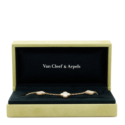 Van Cleef & Arpels 18K Yellow Gold Mother of Pearl 5 Motifs Vintage Alhambra Bracelet 5 of 5