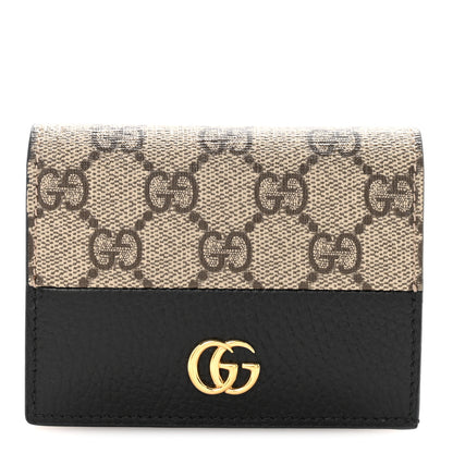 Gucci Dollar Calfskin GG Supreme Monogram GG Marmont Card Case Black Beige Ebony 1 of 7