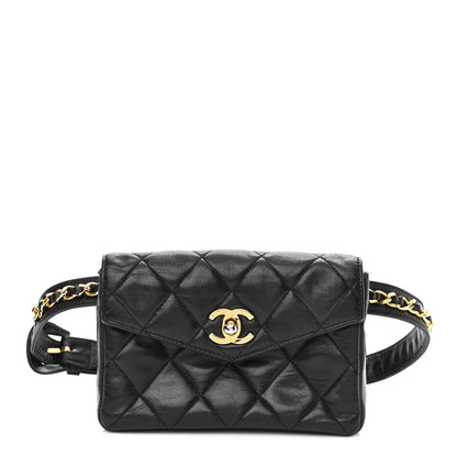 Chanel Lambskin Quilted Flap Waist Belt Bag 75 30 Black 1 of 13