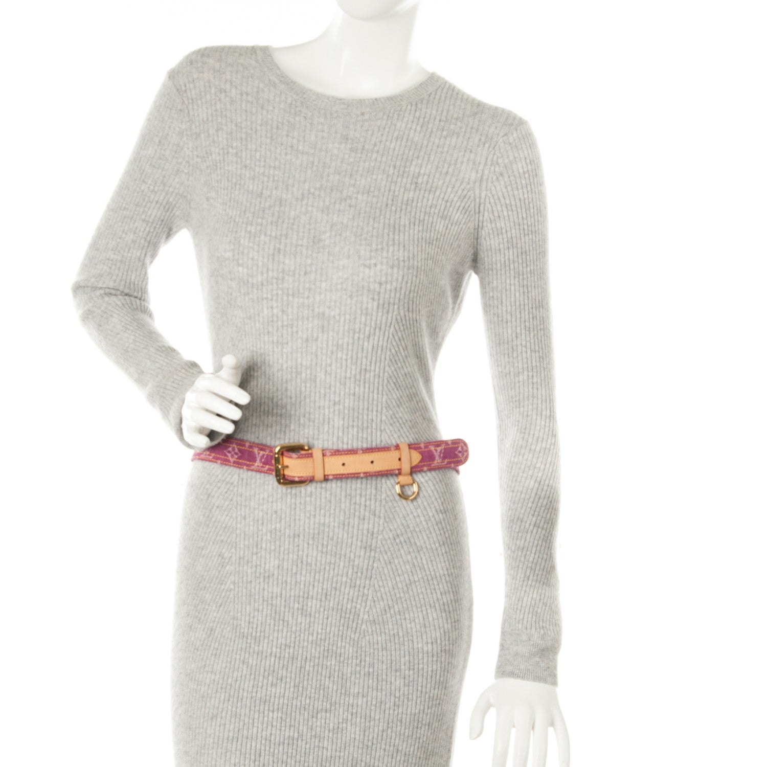 Louis Vuitton Denim Monogram Belt 90 36 Fuchsia 2 of 7