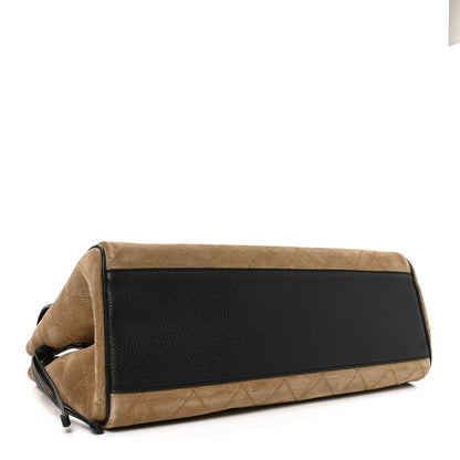 Chanel Grained Calfskin Suede Urban Essentials Shopping Bag Dark Beige Black 4 of 10