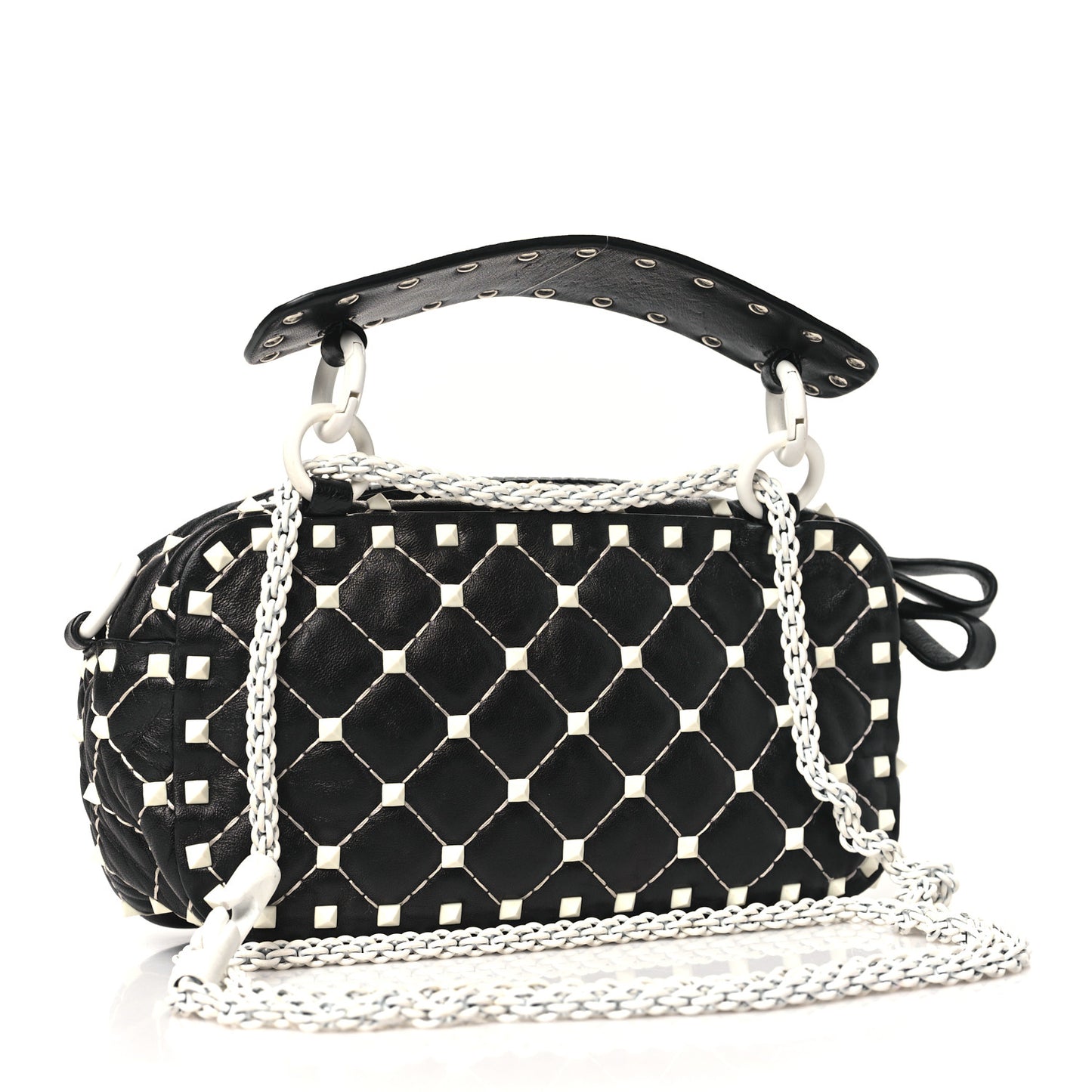Lambskin Free Rockstud Spike Camera Bag Black