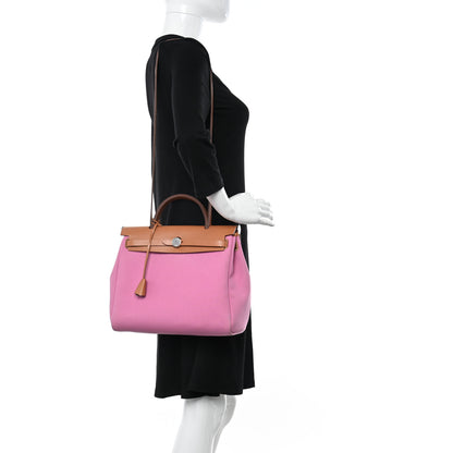 Hermes Toile Officier Vache Hunter Verso Herbag Zip PM 31 Bubblegum Rubis Naturel 2 of 9