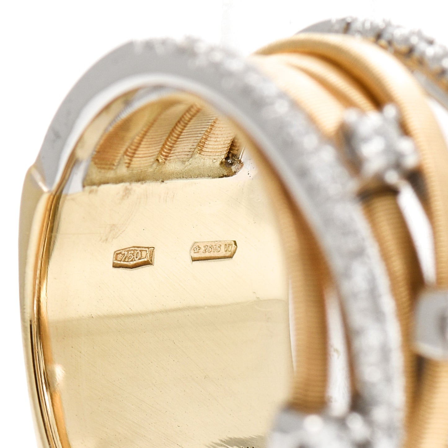 18K Yellow White Gold Diamond Seven Strand Goa Ring 58 8.25