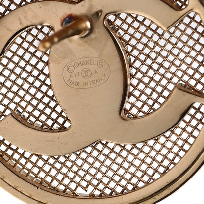 Chanel Metal Mesh Circle CC Earrings Gold 4 of 5
