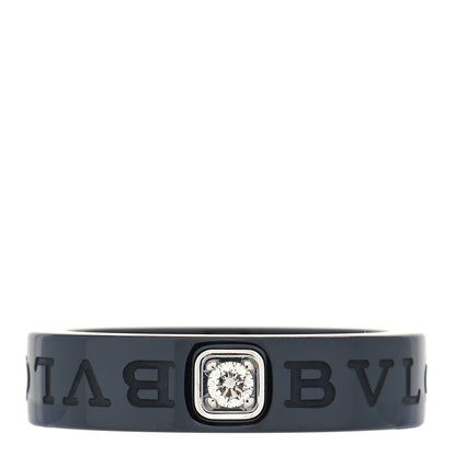 Bulgari 18K White Gold Ceramic Diamond B.Zero1 Essential Band Ring 55 7.25 Black 1 of 4