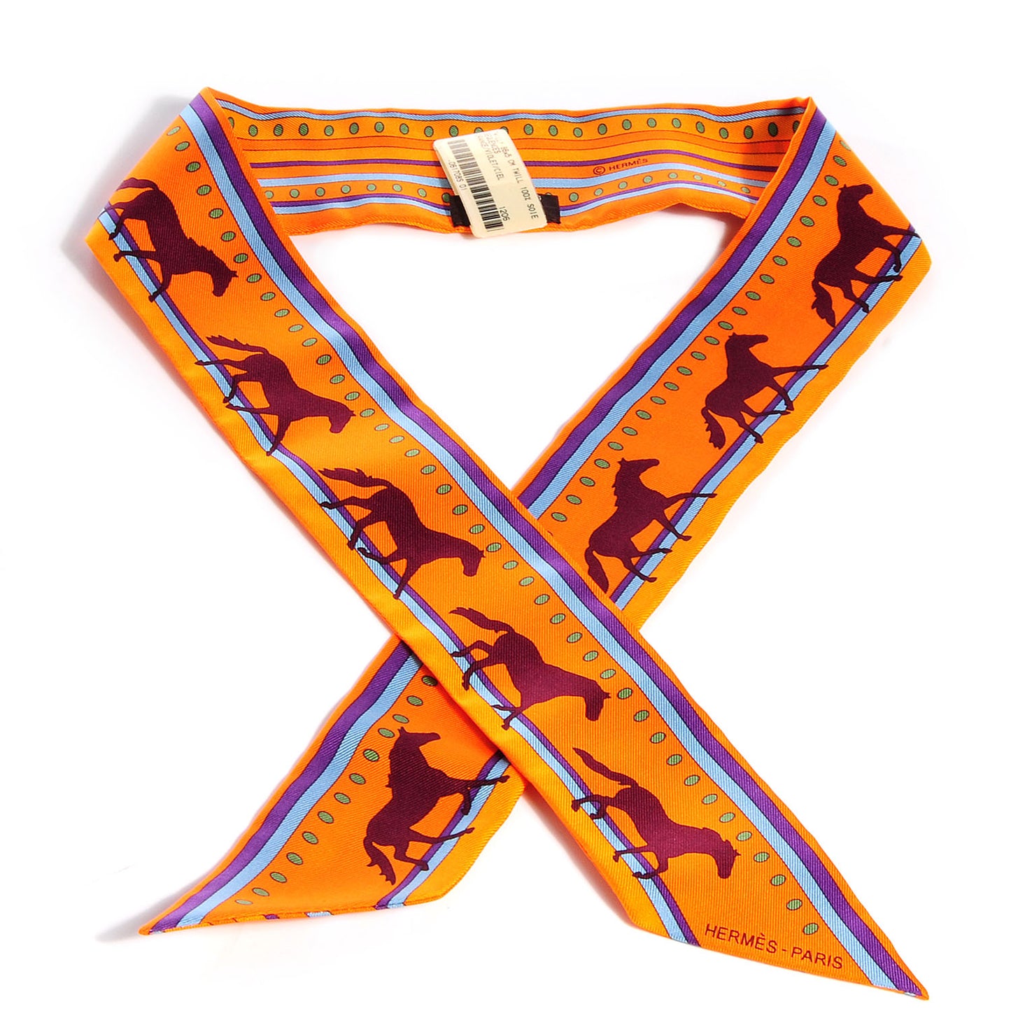 HERMES Silk Sequences Twilly Orange Violet Ciel