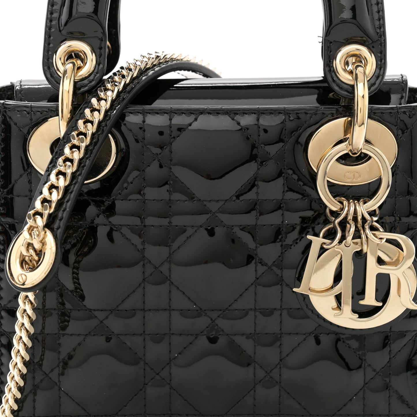 Patent Cannage Mini Lady Dior Black