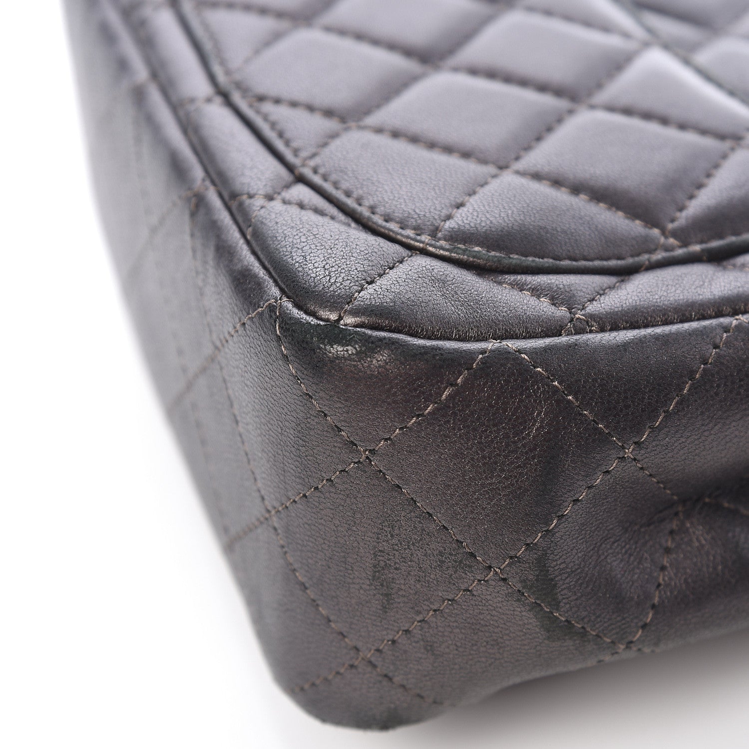 Chanel Metallic Lambskin Quilted Mini Square Flap Grey 9 of 19