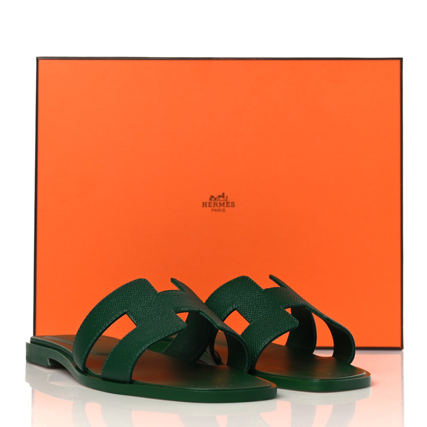 Hermes Epsom Oran Sandals 37.5 Vert Cactus 9 of 9