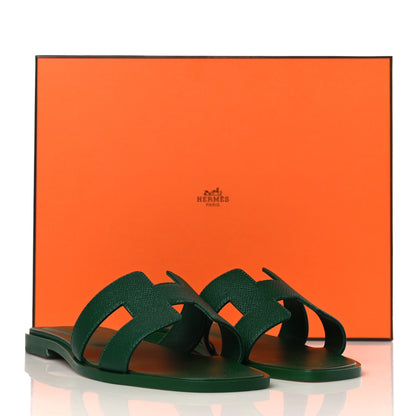 Hermes Epsom Oran Sandals 37.5 Vert Cactus 9 of 9