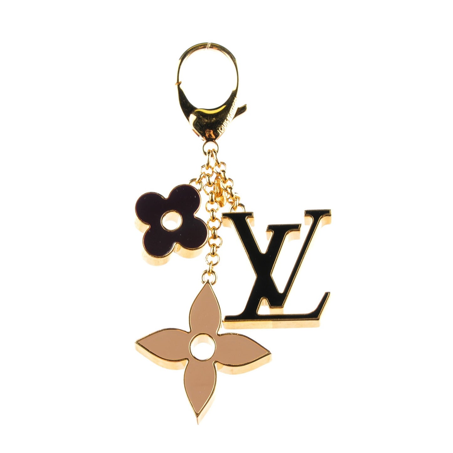 Fleur De Monogram Bag Charm Dore