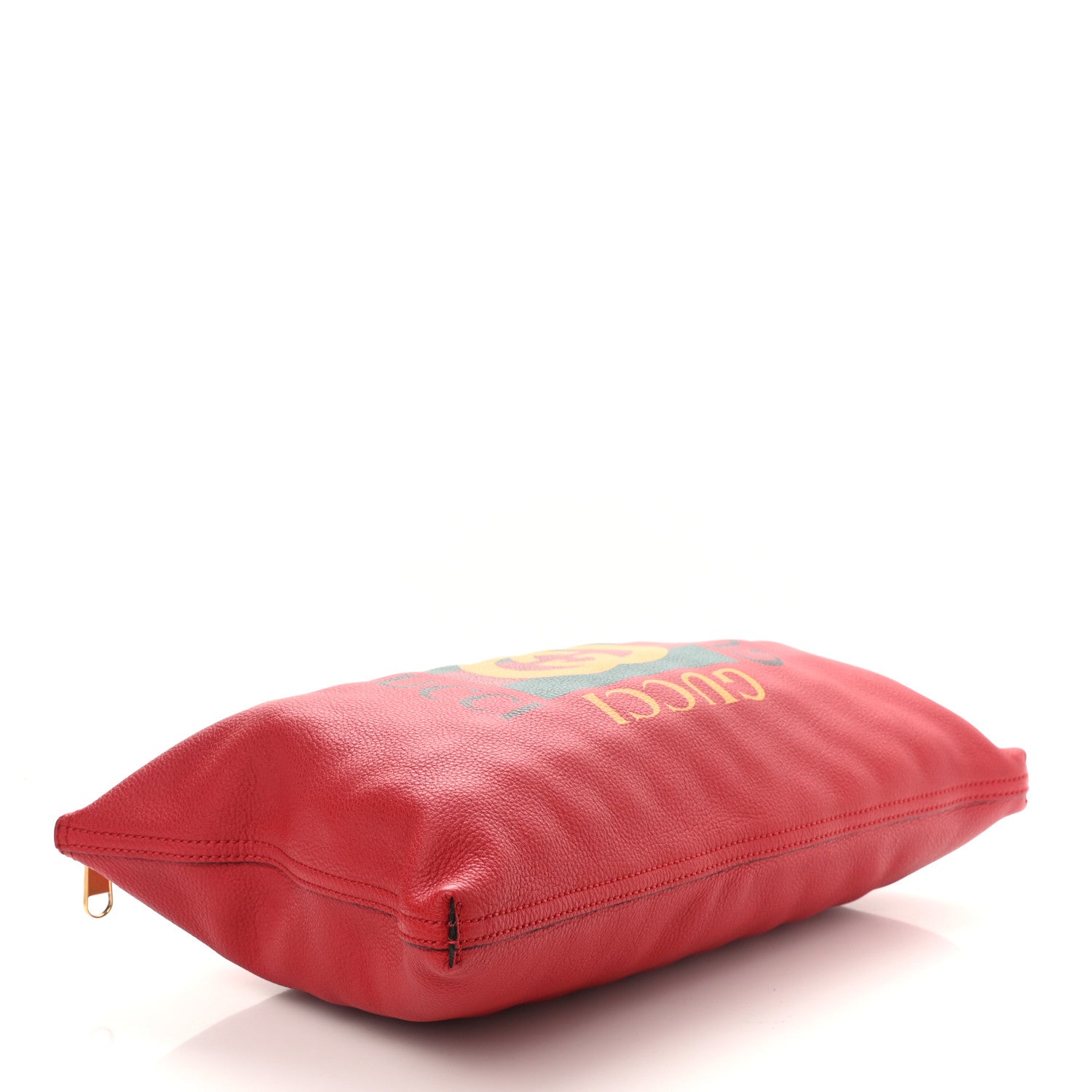 Gucci Pebbled Calfskin Large Logo Portfolio Clutch Hibiscus Red 4 of 7