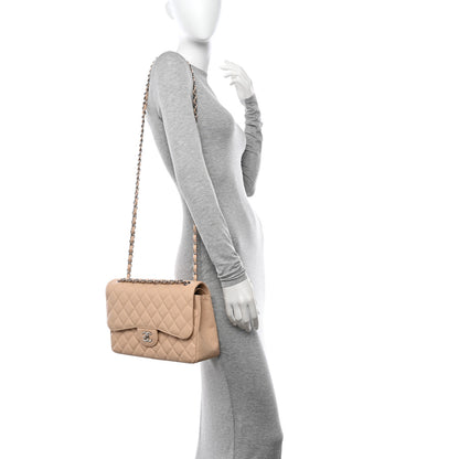 Chanel Caviar Quilted Jumbo Double Flap Light Beige 2 of 10