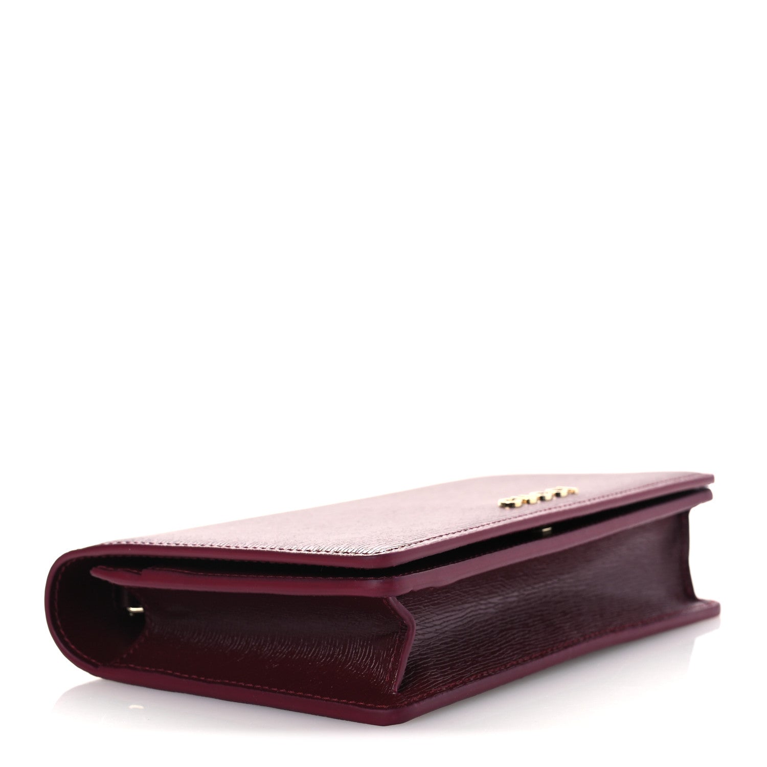 Gucci Textured Calfskin Script Logo Wallet On Chain Rosso Ancora 4 of 9