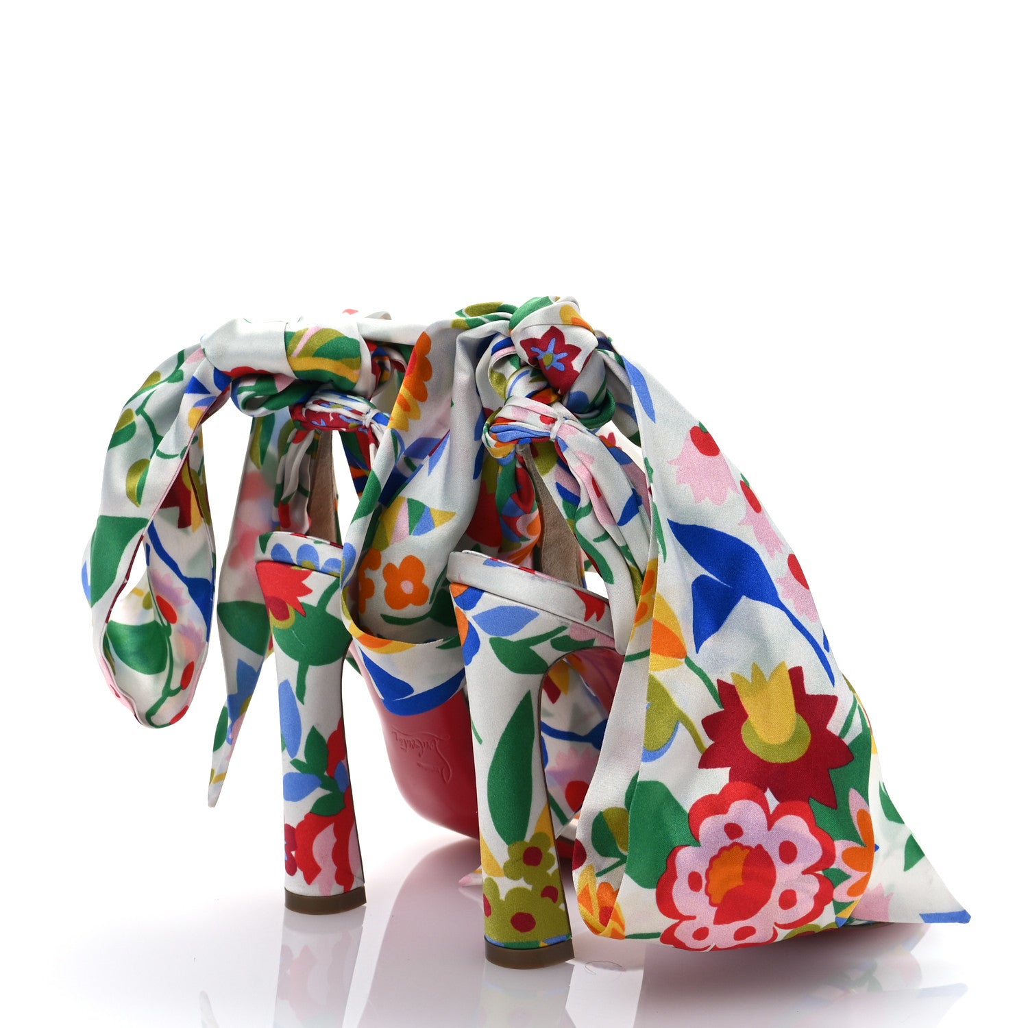 Christian Louboutin Crepe Satin Bloomy Crosse Du Desert 100 Sandals 36 Multicolor 4 of 8